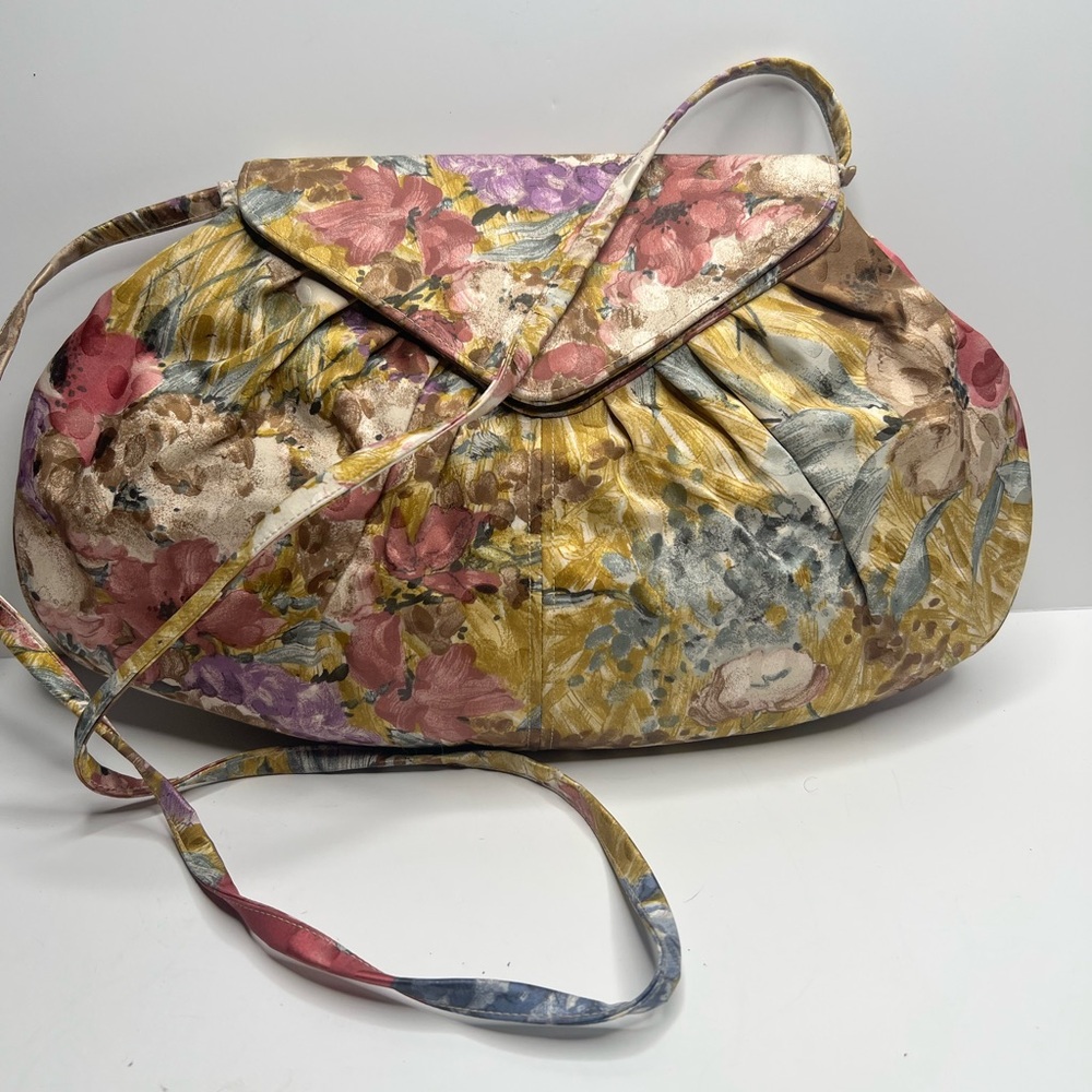 Frenchy of California VTG yellow and Pink Floral Shoulder Bag
